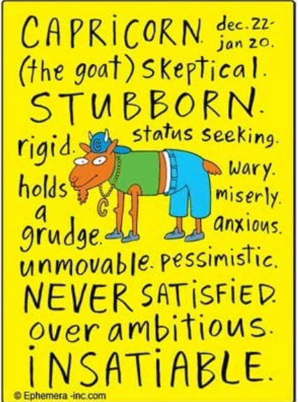 Capricorn Zodiac Fridge Magnet Negative Traits