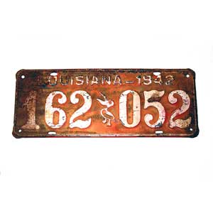 Louisiana 1942 antique license plate