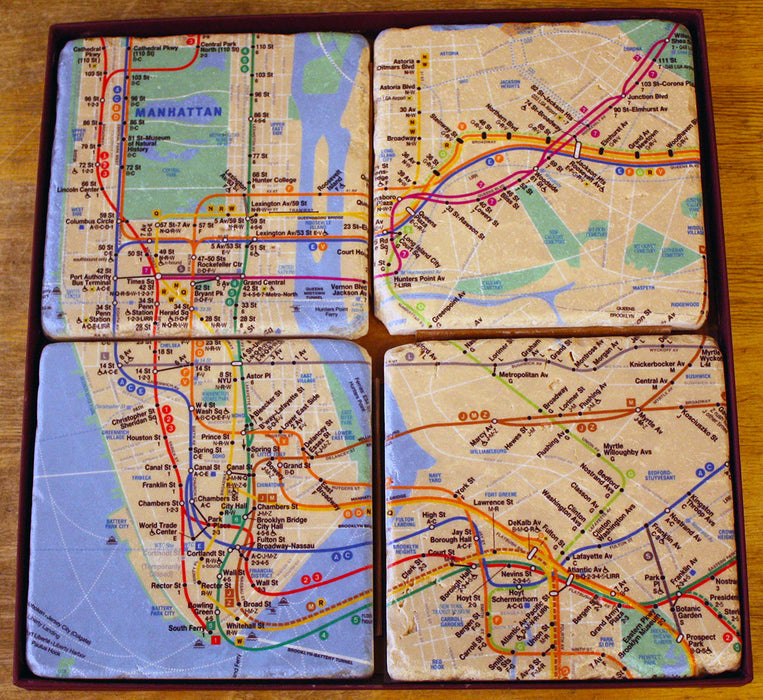NYC subway map coasters