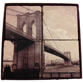 Brooklyn Bridge Italian Marble Tile Coasters