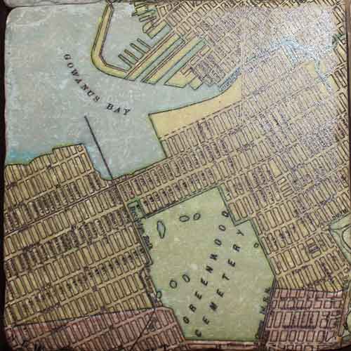 Map of Brooklyn Italian Marble coasters