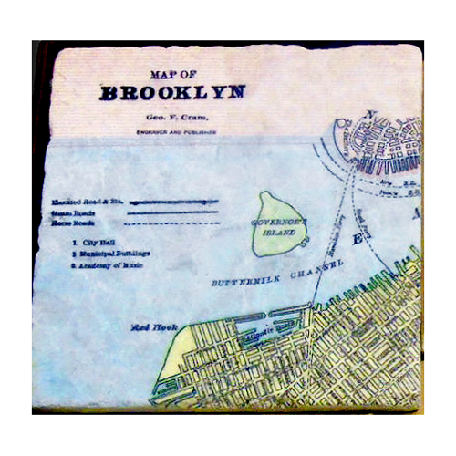 Map of Brooklyn Coasters made of Italian marble