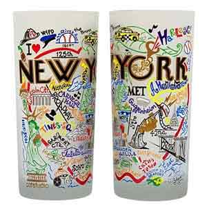 New York City frosted glasses