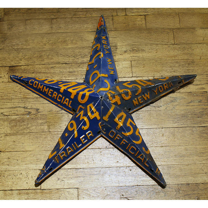 Recycled licensed plate wall star