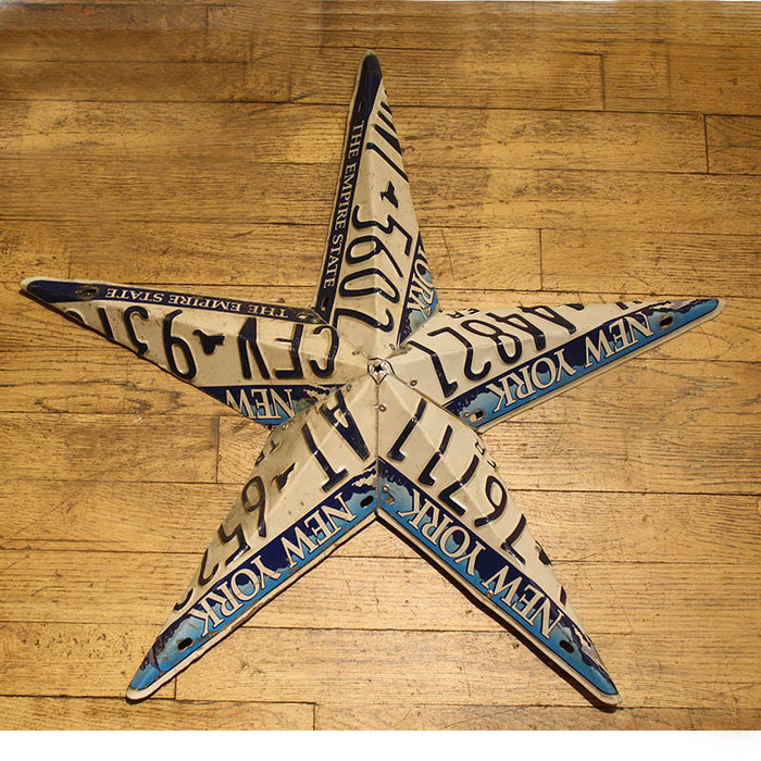 Recycled license plate wall star