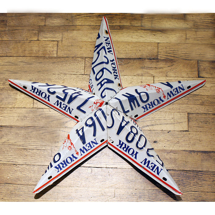Recycled licensed plate wall star