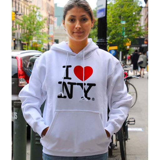 Green I Love NY New York Hoodie Screen Print Heart Sweatshirt