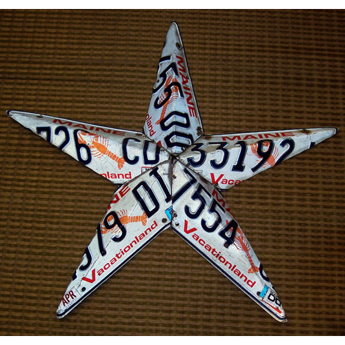 Maine, recycled license plate wall star
