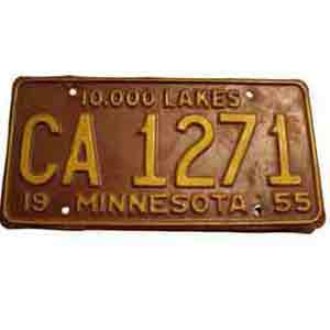 Minnesota 1955, license plate
