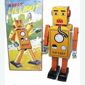 Giant Lilliput Robot Tin Toy Windup. 8" tall tin toy wind-up robot