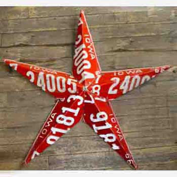 Iowa recycled license plate wall star