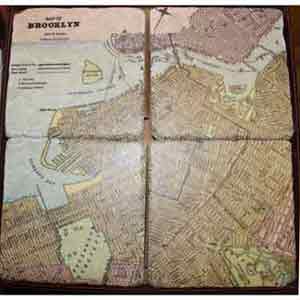 Map of Brooklyn Italian Marble coasters