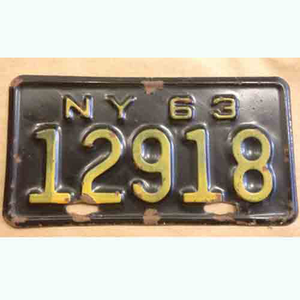 1963 NY  motorcycle license  plate