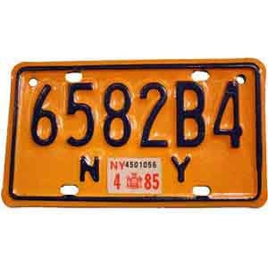 1985 New York motorcycle license plate