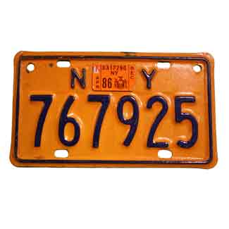 New York 1986 motorcycle license plate
