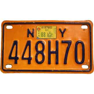 1988 New York state , motorcycle license plate