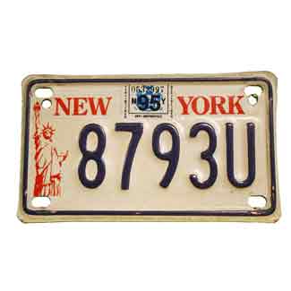 New York 1995 motorcycle license plate