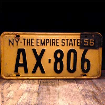 1956 New York vintage License plate