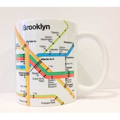 Brooklyn MTA Subway Map WHITE CERAMIC MUG